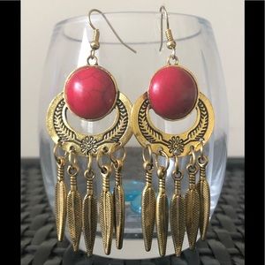 Gold & Red Boho Dangles